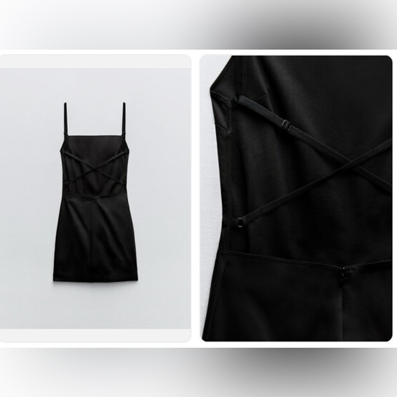 Zara Little Black Dress Strappy Open Back Mini NWT 🩷 - Picture 3 of 7